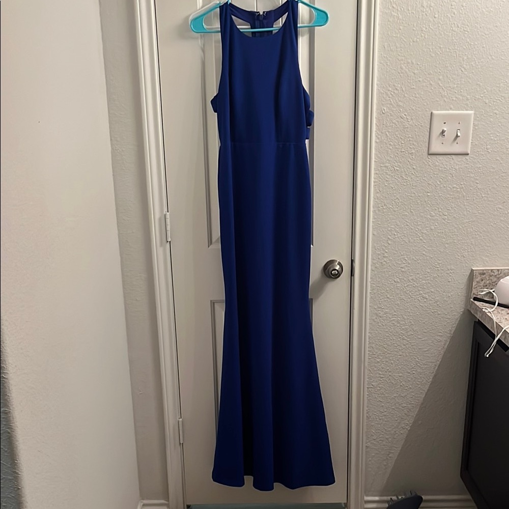 Lulu's Blue Halter Sleeveless Gown